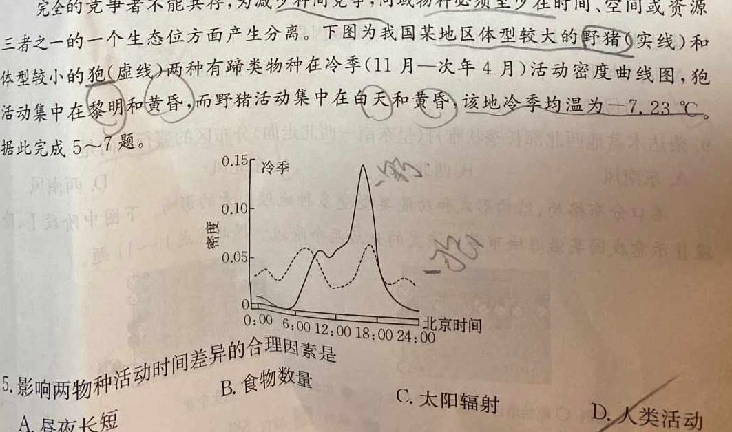 2024届国考卷15高考仿真考试(四).地理考试答案